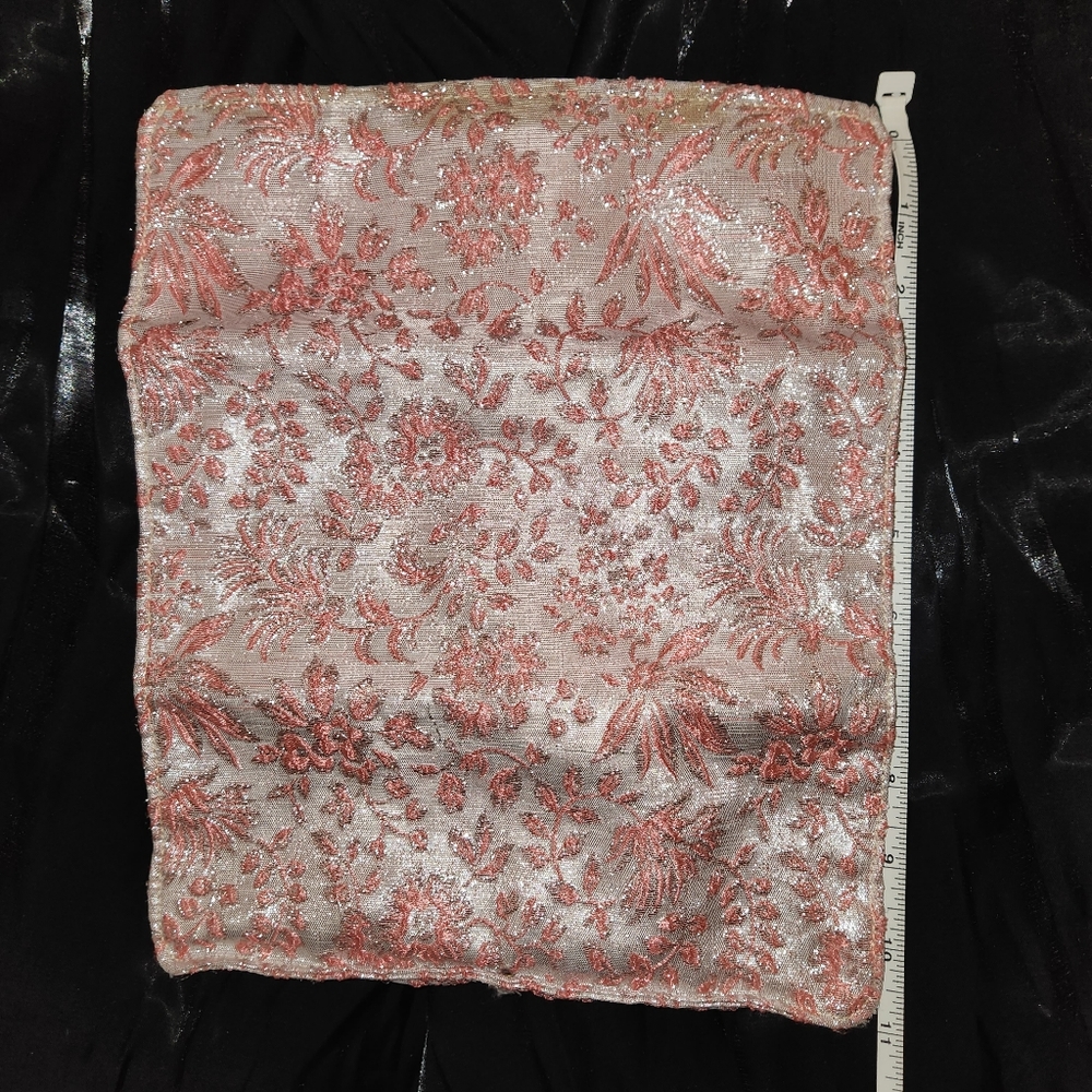 Evening/cosmetic bag, rose gold paisley, foldable, 9 inch wide by 11 inch long - Picture 5 of 6